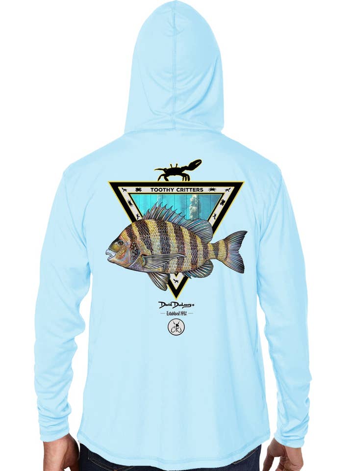 Men's Sheepshead Toothy Critters Arctic Blue Performance Hoodie for wholesale on Faire0