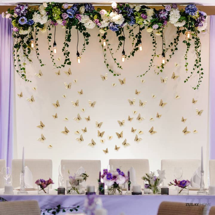 Zulay Kitchen – wholesale Wall Accent – 3D Butterfly Wall Decor – Set of 48 Decorative Butterflies21