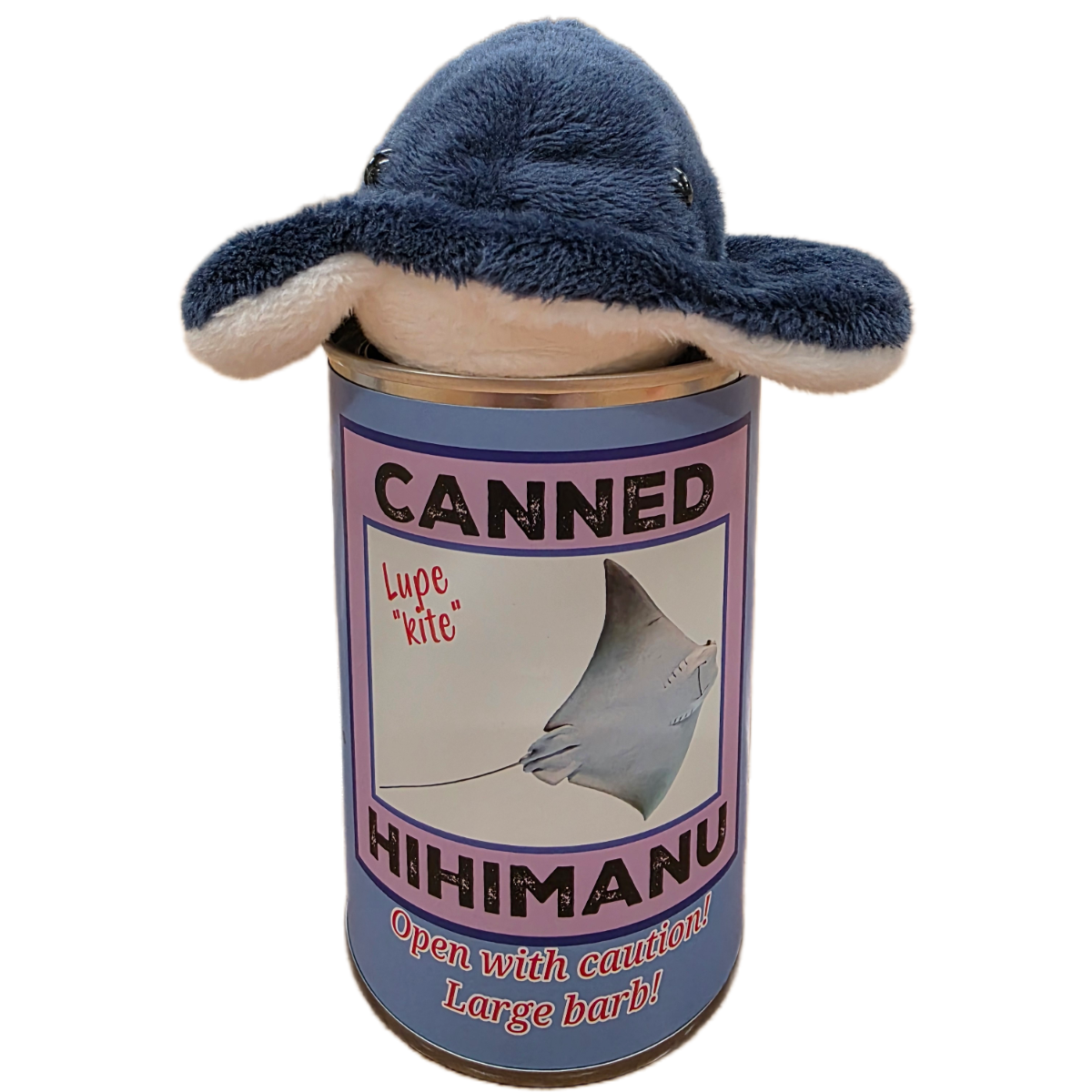 Canned Gifts – wholesale Stuffed/plush toy – Kids & baby – Lupe the Canned Hihimanu - Hawaiian Plush in Can w/Jokes5