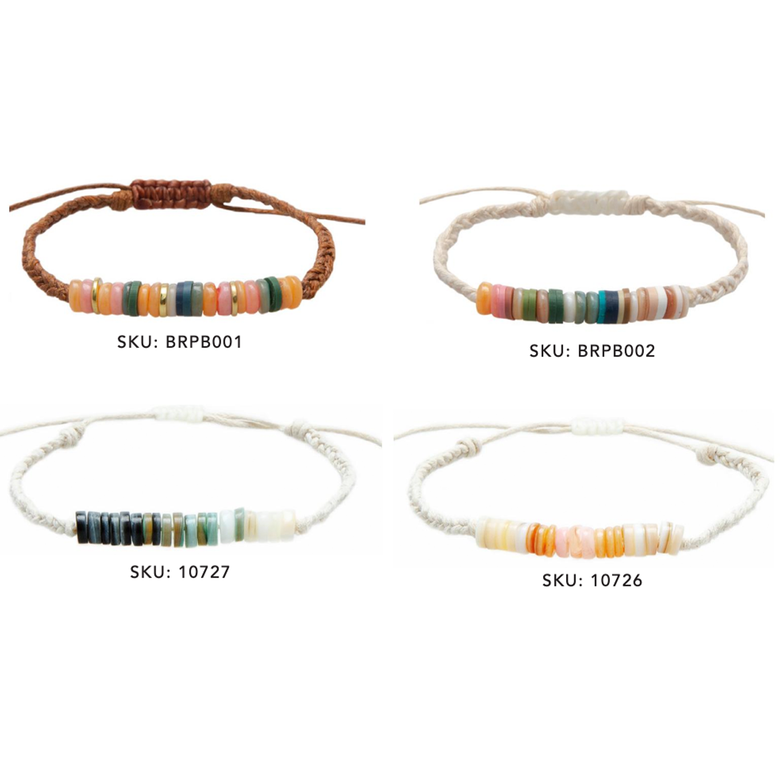 Lotus and Luna - Wholesale Jewelry Set - Braided Puka Shell Bracelets (10 Pack Assortment)4