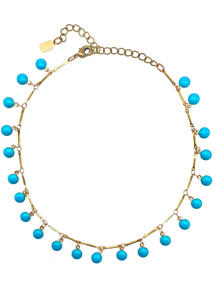 Turquoise Enameled Fringe Choker for wholesale by Stone Cooper