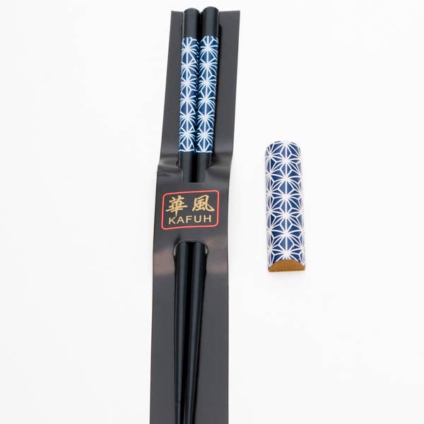 Fuji Merchandise Corporation - Wholesale Chopsticks - CHOPSTICKS WITH REST – BLUE ASANOHA PATTERN