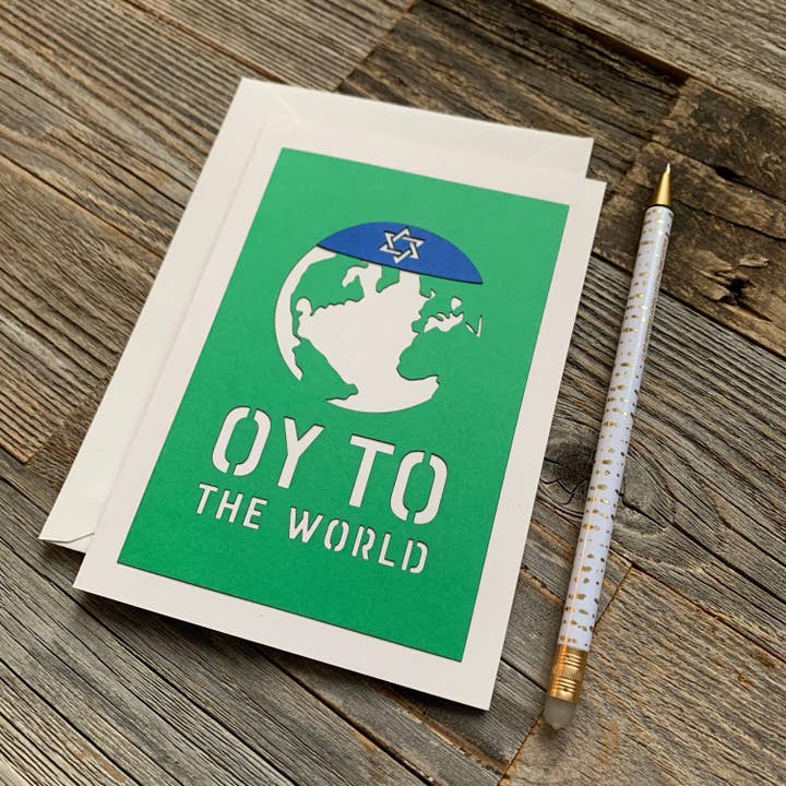 Louise Lauret - Wholesale Hanukkah Card - Oy to the World Funny Happy Hanukkah Card