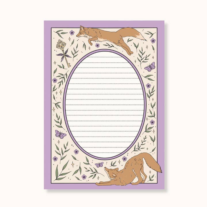 lilac fox notepad for wholesale by Romantasy Designs