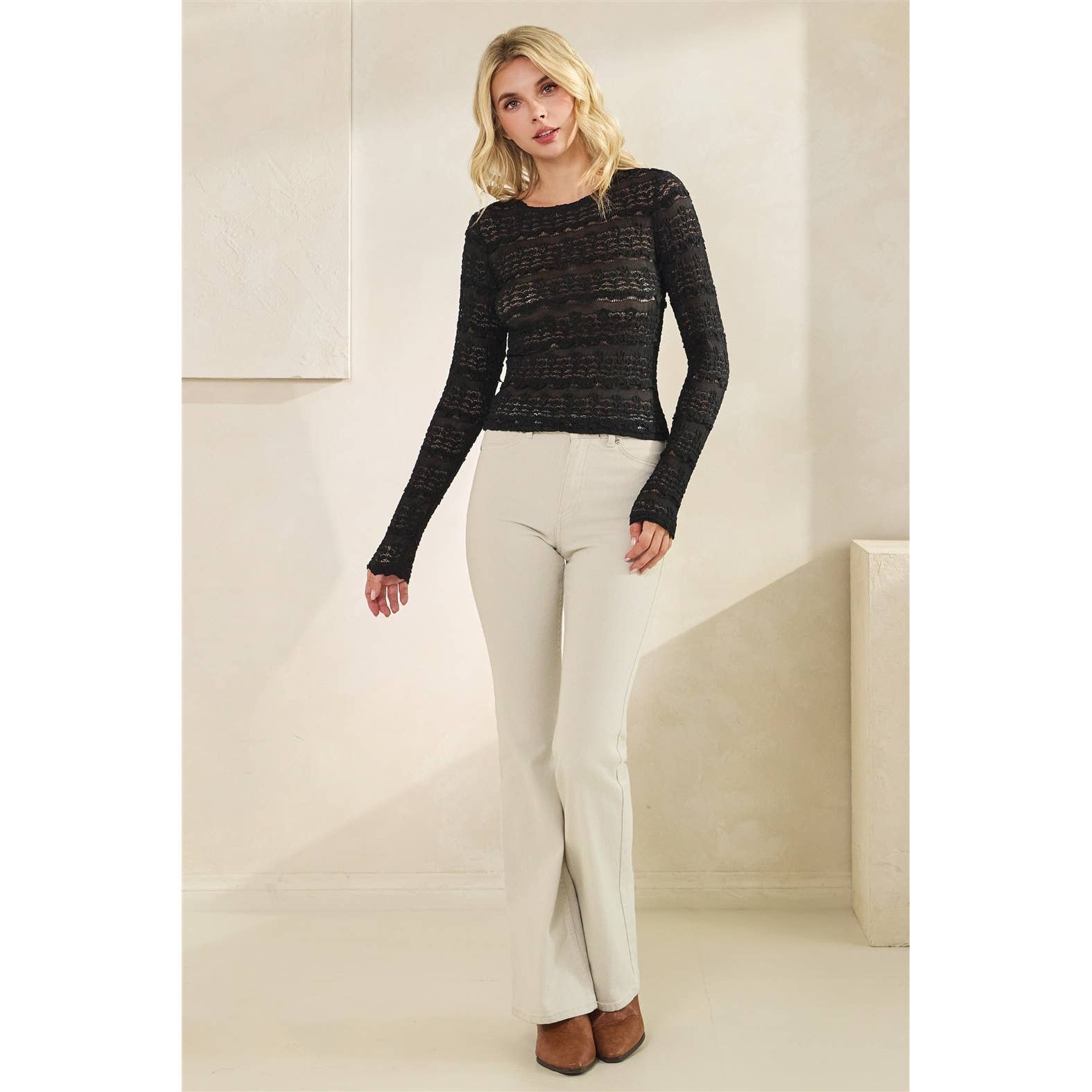 Veveret - Vente Tunique – femme - Haut à manches longues en dentelle22