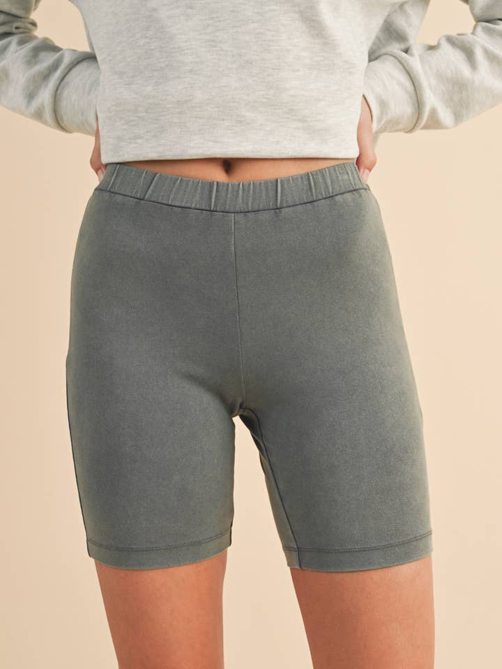 WASHED COTTON BIKER SHORTS / WL23-8276 for wholesale by Wishlist Apparel