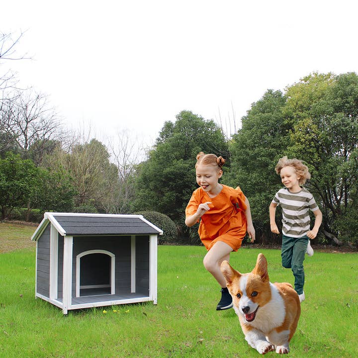 39F Inc. - Wholesale Pet Play Tunnel - Dog - Outdoor Wooden Dog House – Waterproof & Windproof, Gray1