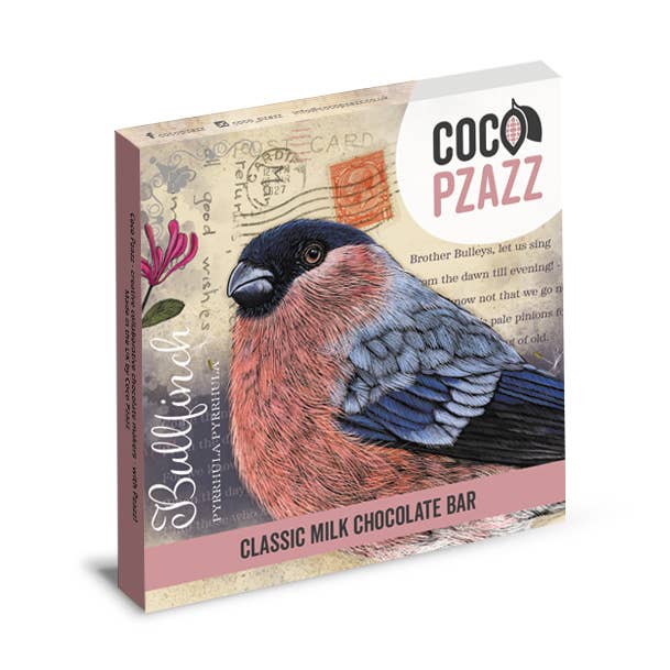 Victoria's Attic 'Bullfinch' Classic Milk Chocolate Bar 80g for wholesale by Coco Pzazz