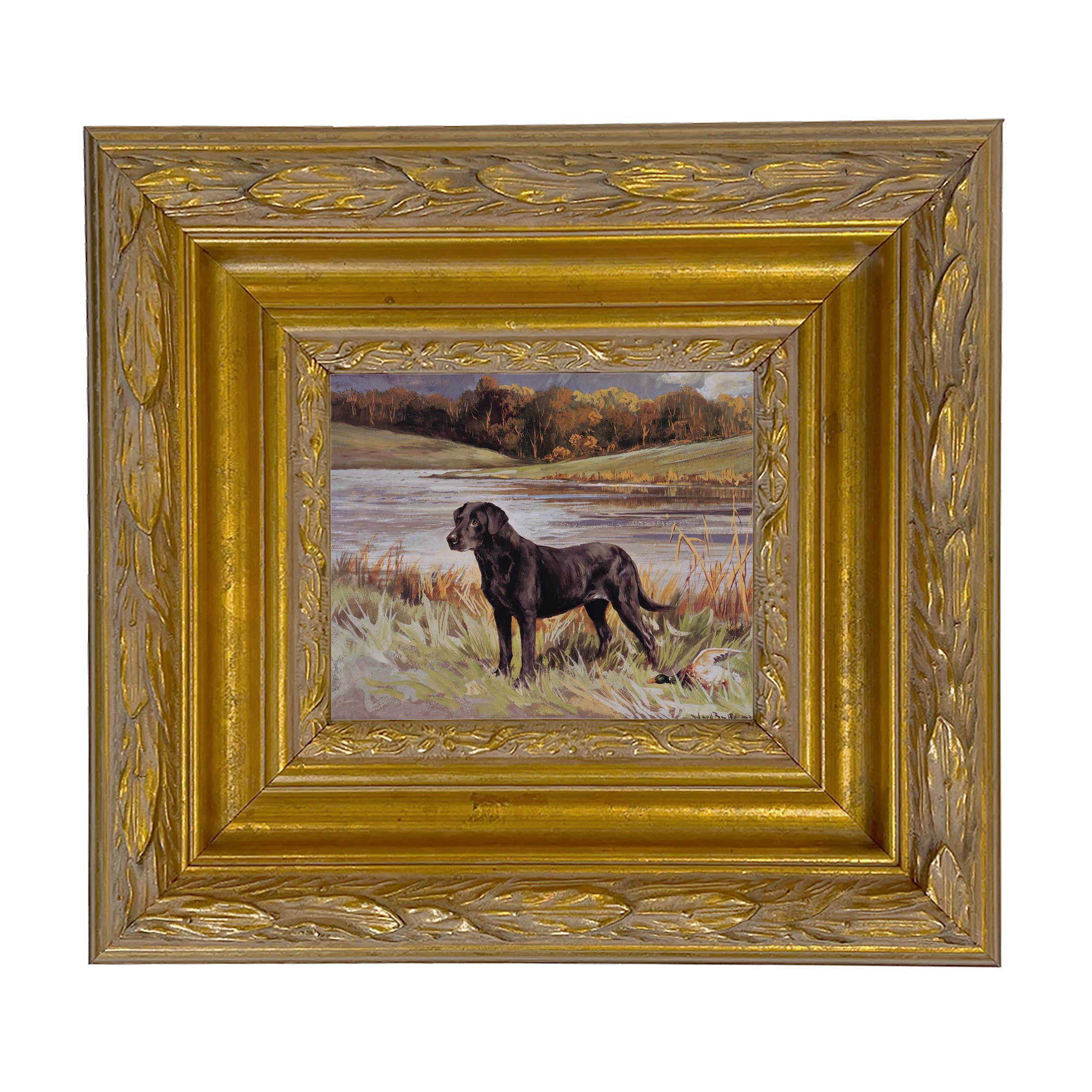 Madison Bay Co. - Historical Home Decor Reproductions - Wholesale Art Print - Labrador Retriever with Duck Framed Painting Print on Canvas68