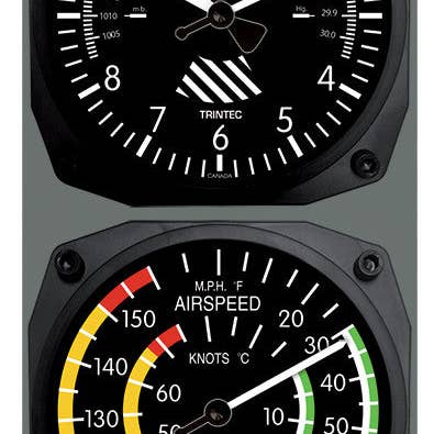 Ensemble altimètre/horloge de vitesse et thermomètre classique pour la vente par Trintec Industries Inc.