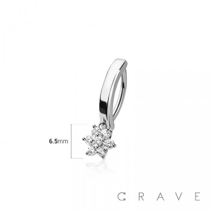 CRAVE BODY JEWELRY - Venta al por mayor Piercings para ombligo - CLICKER PARA OMBLIGO DE ACERO QUIRÚRGICO 316L CON MULTI CZ FLOR EN RIEL
