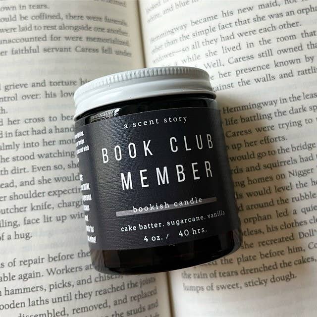 Book Club Member | Candle - Cake Batter + Vanilla, 4 or 8 oz for wholesale by A Scent Story Candle Co
