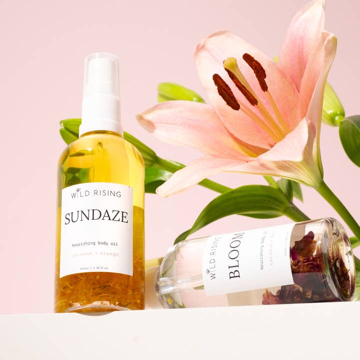 Wild Rising Skincare - Wholesale Bath/Body Oil - Calendula Infused Coconut & Orange Body Massage Cuticle Oil