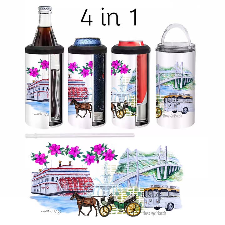4 in 1 Savannah Watercolor Can Coolers for wholesale by Moss & Marsh