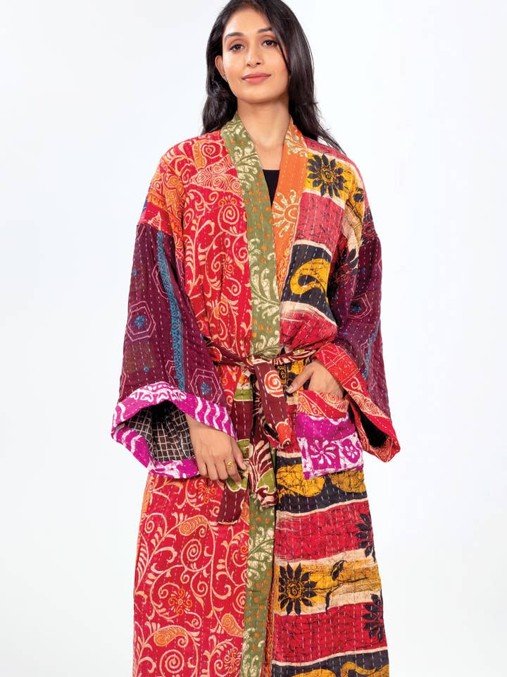 Sevya Handmade - Wholesale Robe - Women's - Kantha Kimono Robe10