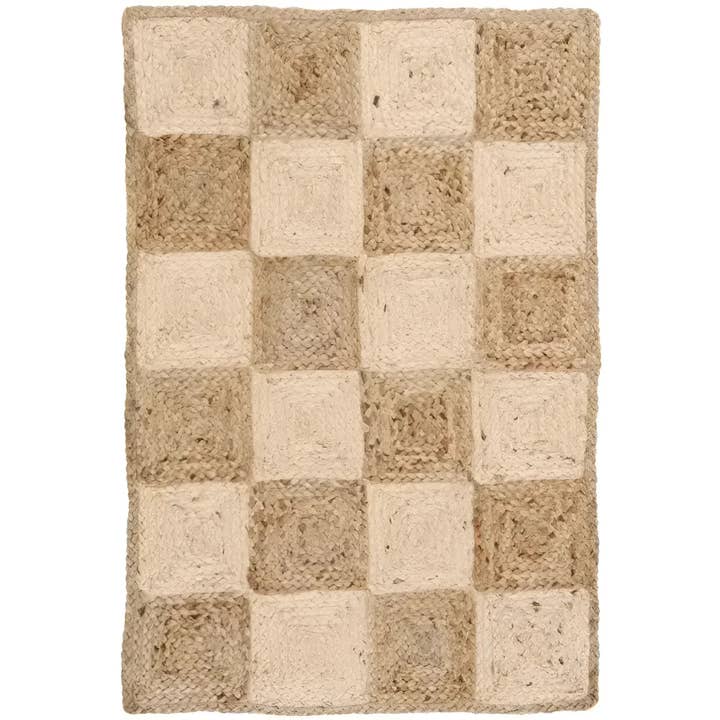 Classic Checker Jute Rug - Natural Color for wholesale by Maia Homes