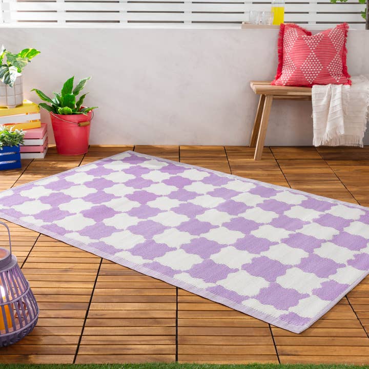 Check Indoor/Outdoor 100% Recycled Rug Lilac for wholesale by Riva Home