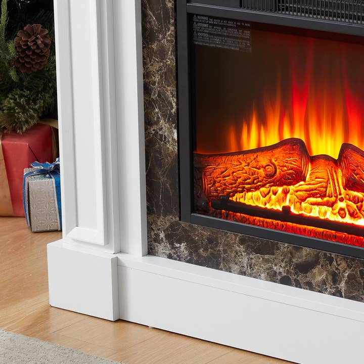 39F Inc. - Wholesale Fireplace Mantel - Only Mantel (NOT INCLUDED 23' FIREPLACE)--White, 45.6'W*11.8'D*40'H10