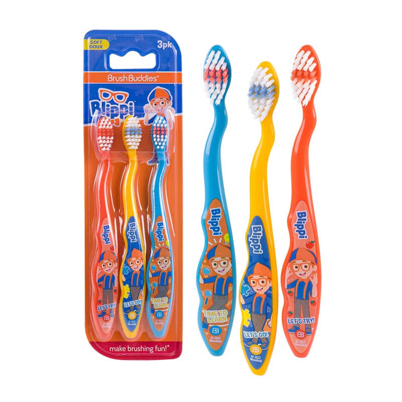 Deluxe Import Trading - Wholesale Toothbrush - Kids & Baby - Blippi Soft Kid's Toothbrush - 3 Pack - 3 Colors0