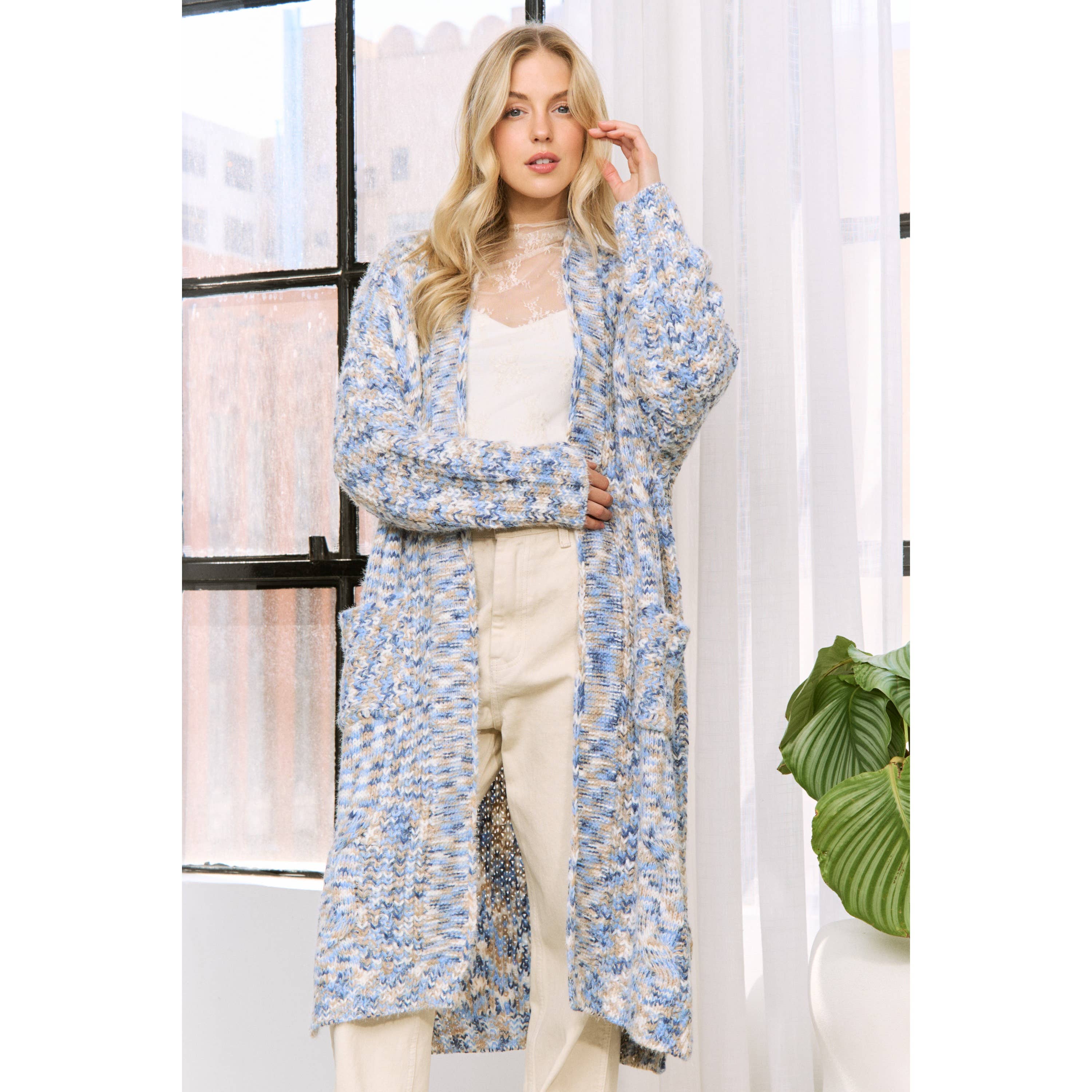 Sweet Generis - Wholesale Cardigan - Women's - SPACE DYED YARN LONG CARDIGAN DUSTER3