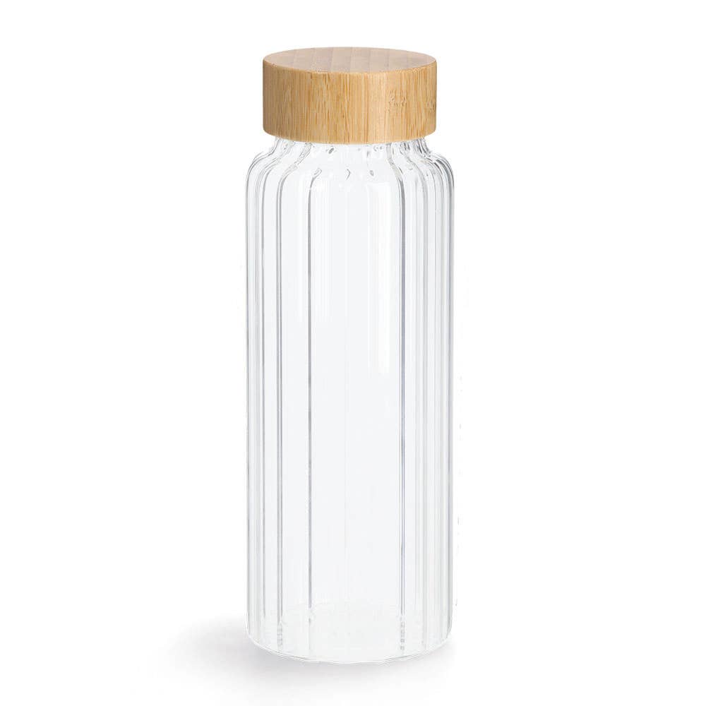 transparent Glass bottle with bamboo lid, 1000 ml for wholesale on Faire0