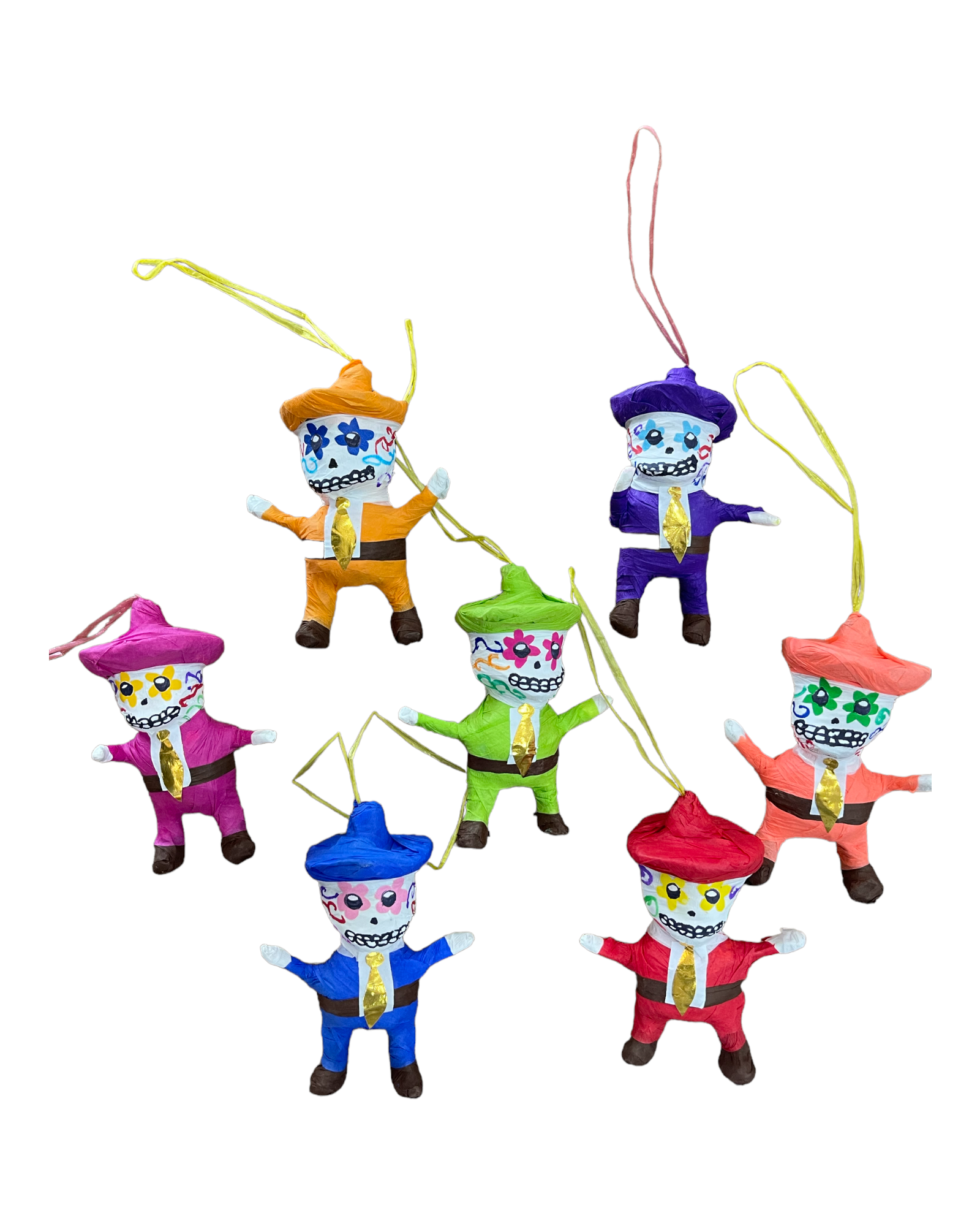  Pc Set Multicolor Christmas Mini Sugar Skull Piñatas 3 Pack Ornament for wholesale on Faire5