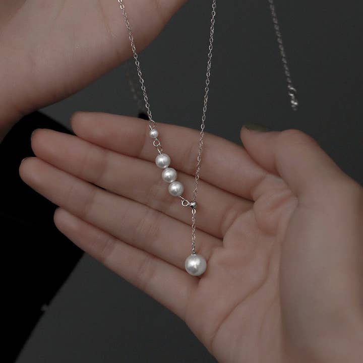 Perimade & Co. LLC - Wholesale Pendant/Charm Necklace - Simple Elegant Pearl Pendant Necklace in 925 Sterling Silver