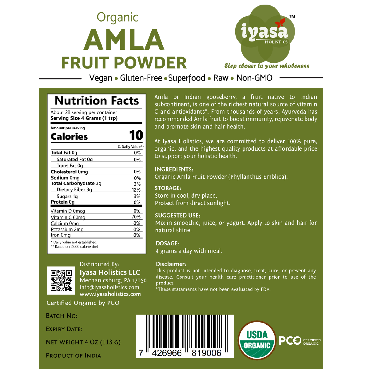 Iyasa Holistics - Wholesale Protein/Superfood Powder - Organic Amla Powder2