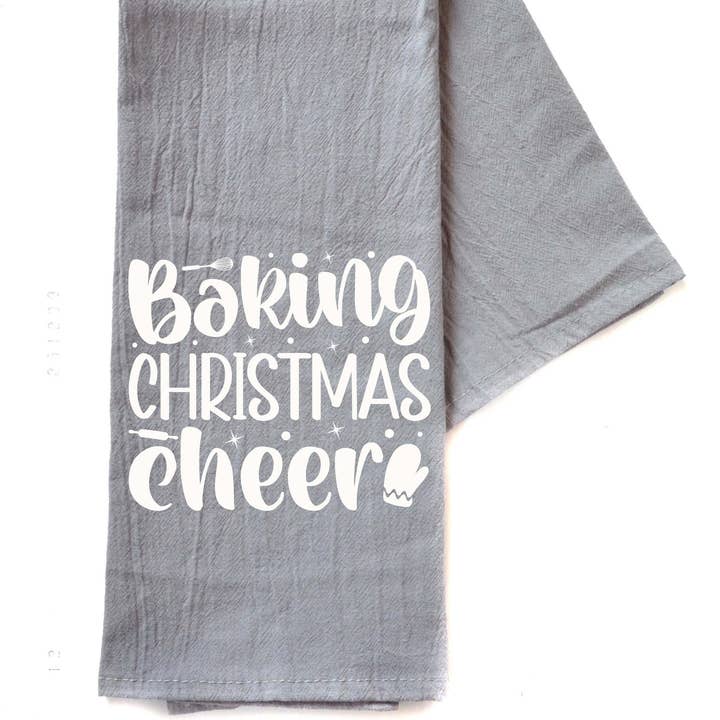 Baking Christmas Cheer Gray Hand Towel Christmas Décor for wholesale by Driftless Studios