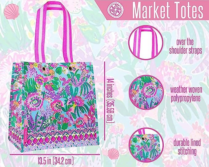 Lilly Pulitzer by Lifeguard Press - Wholesale Grocery/Shopping Bag - Market Tote, Me and My Zesty1