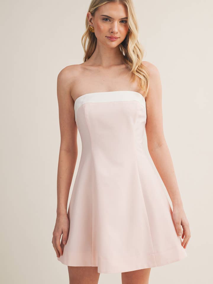 CONTRAST NECKBAND FIT&FLARE DRESS for wholesale by Mustard Seed