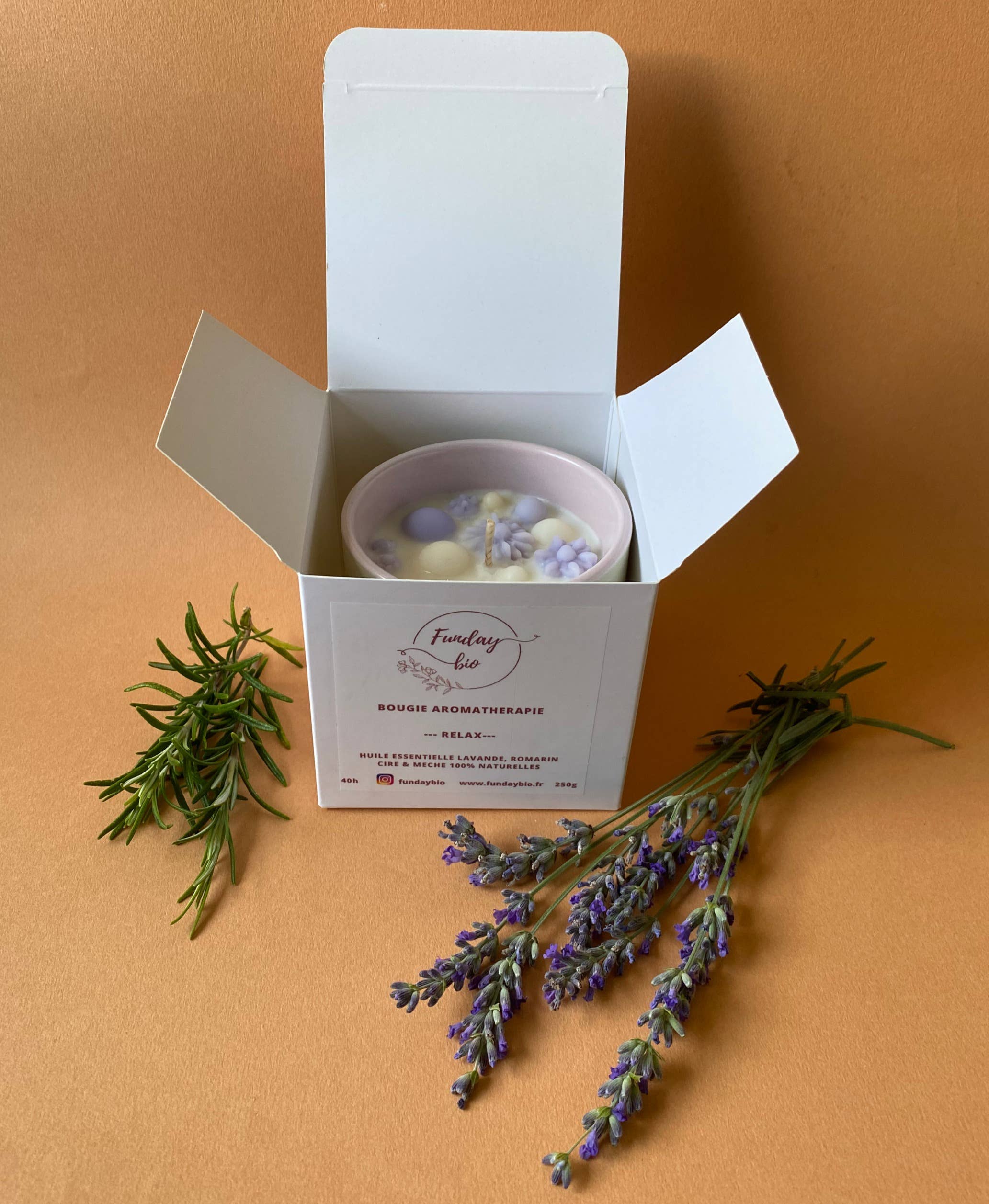 FUNDAYBIO - Vendita all'ingrosso Candela in vasetto - Candela Relax con oli essenziali biologici 250 g1