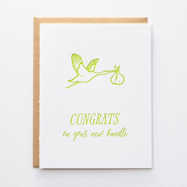 SALE/ discontinued** Icon Congrats Stork Card for wholesale by Pistachio Press