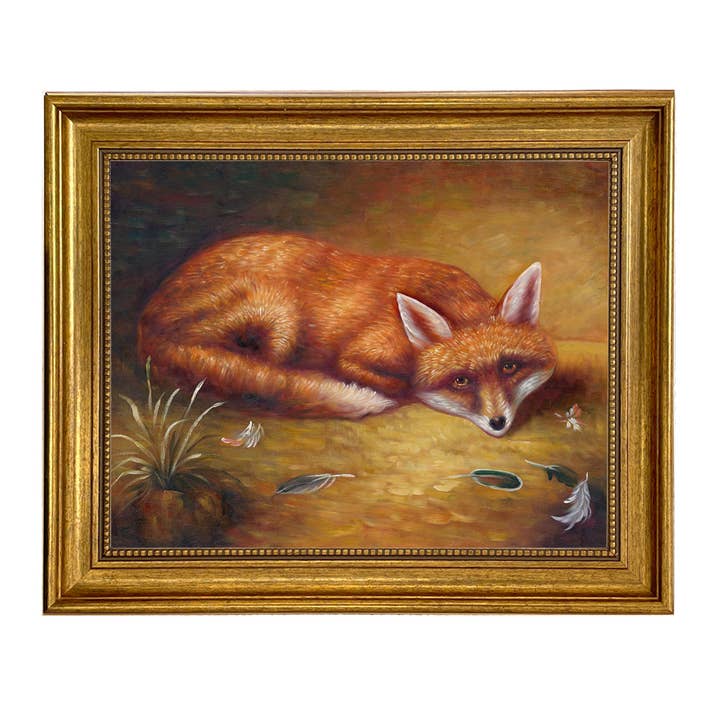 Vintage Fox's Meal Framed Painting Print on Canvas Wall Art for wholesale by Madison Bay Co. - Historical Home Decor Reproductions