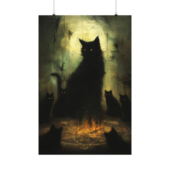 Ye Curiosity Shoppe - Wholesale Art Print - Black Cat Sabbath Art Print4