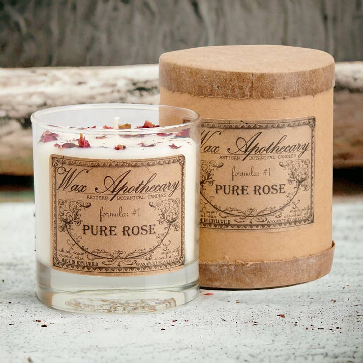 Wax Apothecary - Wholesale Jar/Filled Candle - Rose Botanical Candle in 7oz Scotch Glass2