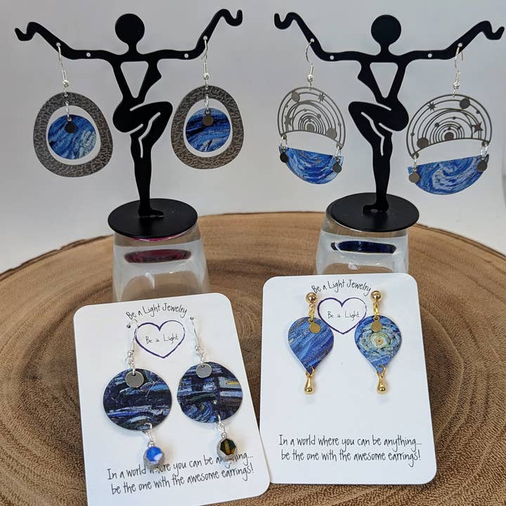 Be a Light Jewelry - Wholesale Dangle Earrings - Van Gogh earrings, Art earrings, set of 12, Collection #51
