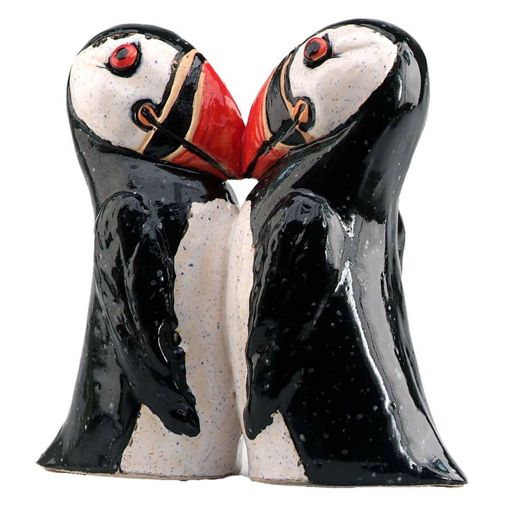 Enigma Supplies - Wholesale Decorative Figurine - Handmade Ceramic Figurine Puffins Kissing Couple Figurine