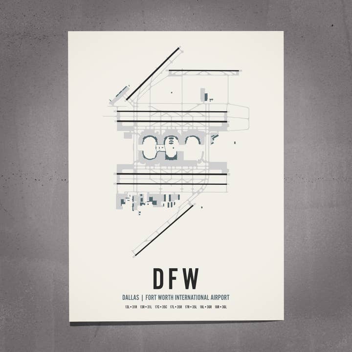 Dallas - Fort Worth Airport Map for wholesale by Mr City Printing