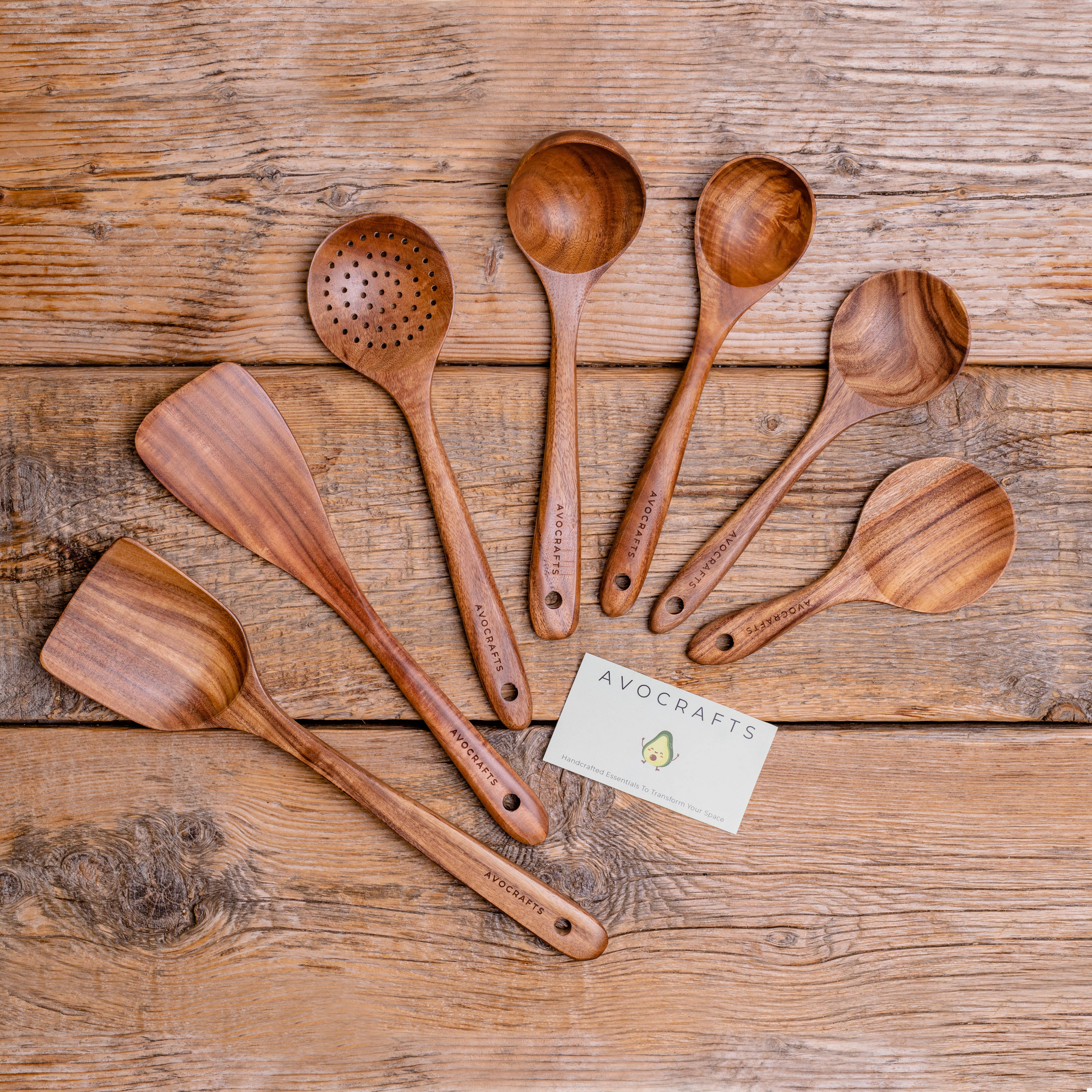Avocrafts - Wholesale Kitchen Utensil Set - Avocrafts 7 Piece Wooden Kitchen Utensils5