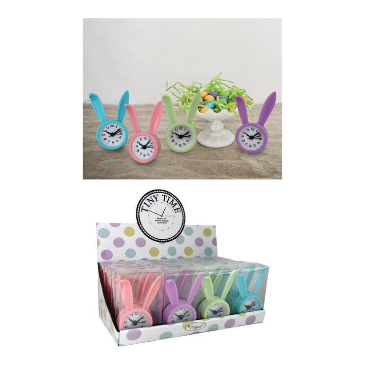 Manual Woodworkers and Weavers, Inc. - Wholesale Desk Clock - Rabbit Mini Clock Asst S/24