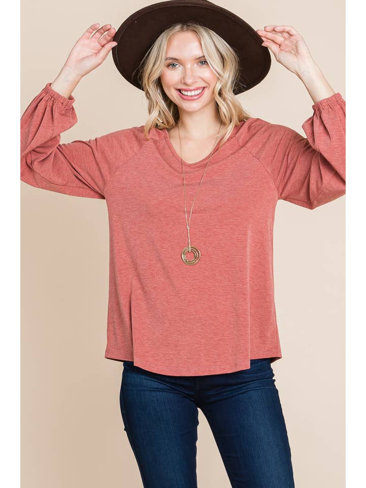 Emerald Collection – Engroshandel Tunika - Dame – ETK-8647 Casual V-hals Grundlæggende Langærmet Top2