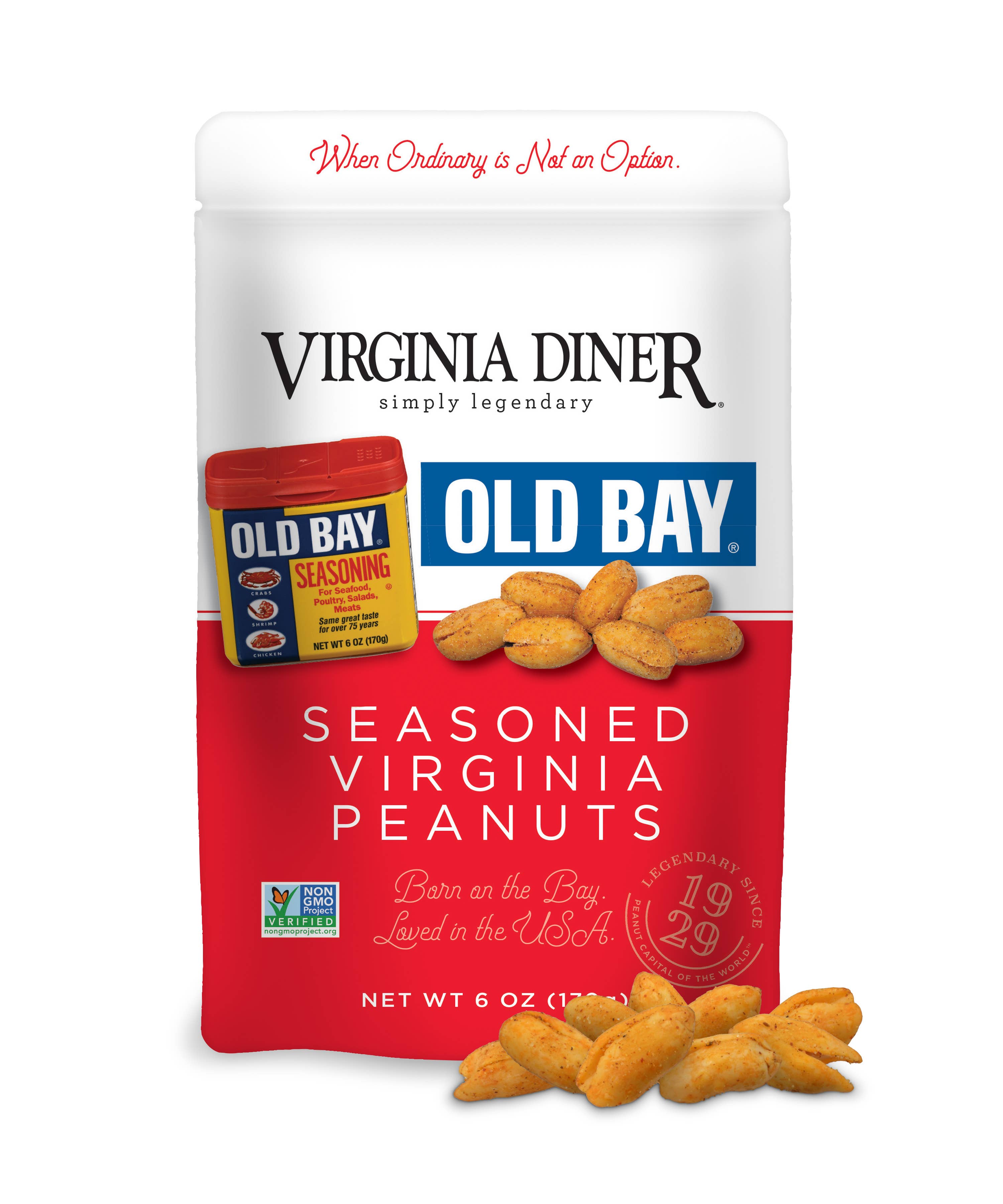 Virginia Diner, Inc. - Vente Noix - Arachides de Virginie assaisonnées Old Bay, sachet debout de 6 oz