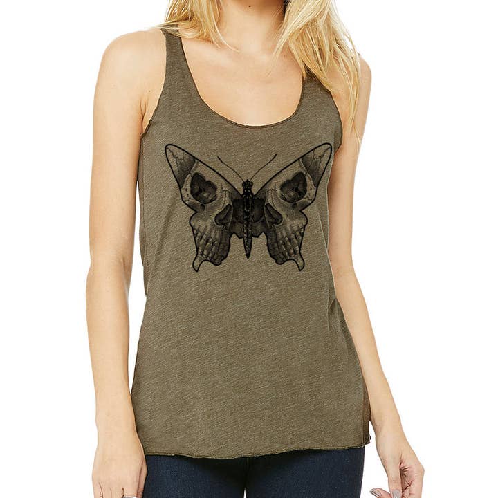 Débardeur Butterfly Skull Racerback pour la vente par MISSION THREAD CLOTHING