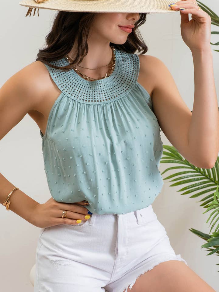 Blu Pepper - Wholesale Blouse - Women's - CLIP DOT HALTER TOP