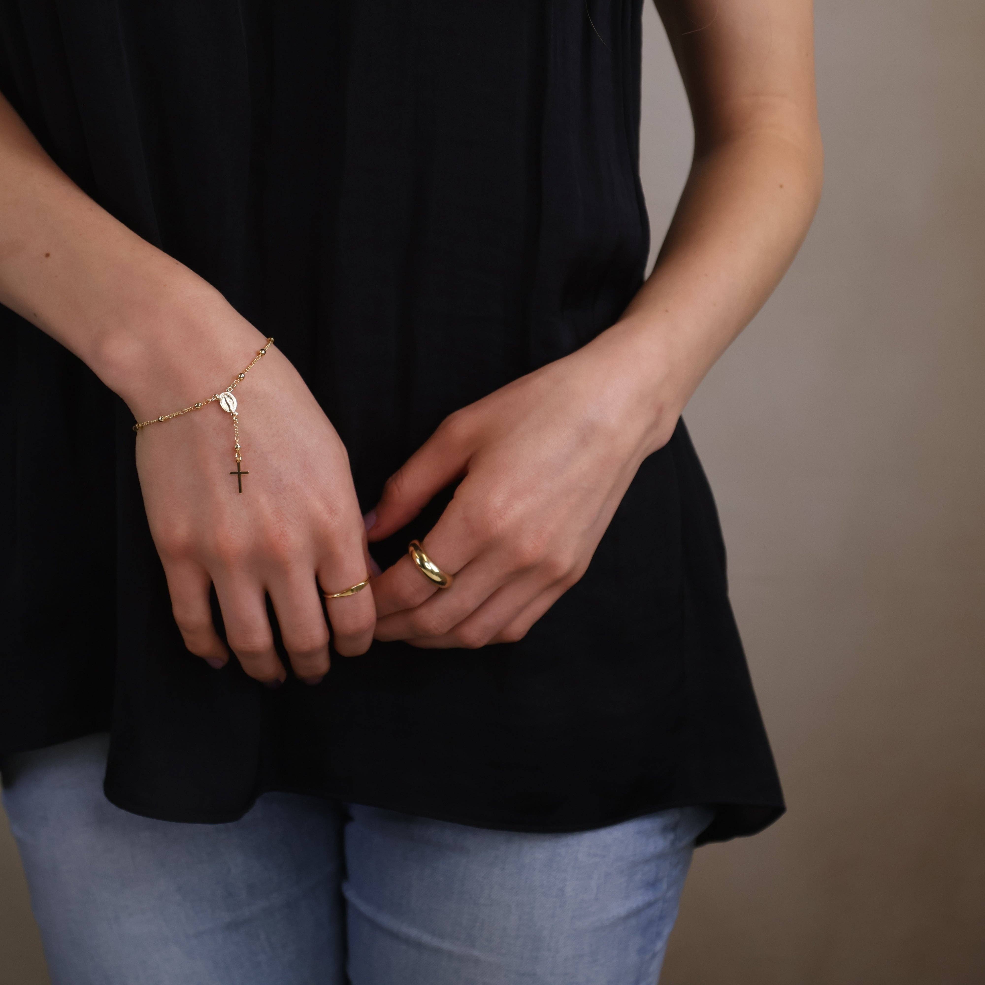 GoldFi - Wholesale Prayer Beads Bracelet - 18k Gold Filled Figaro Rosary Bracelet1