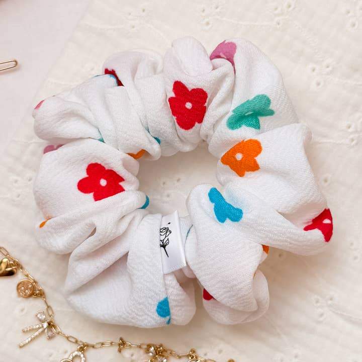 Colorful Flowers l Stretch Scrunchie for wholesale by Wild Rose Accessories