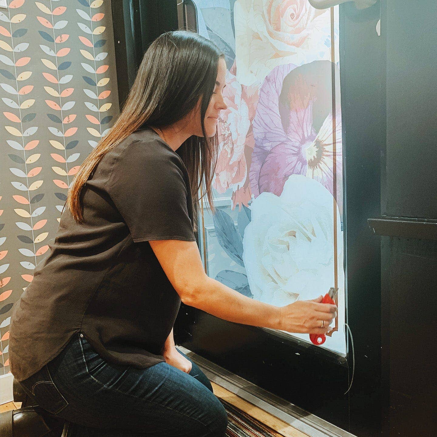 Arc-en-ciel Autocollants vintage fleuris pour fenêtres en vente sur Faire10