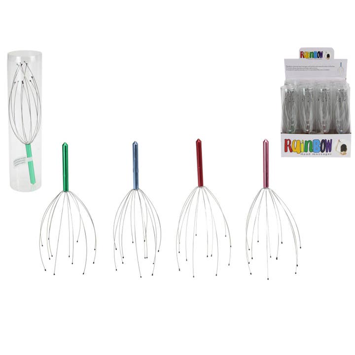 Cubby House by Malmar - Wholesale Head scratcher/massager - 24cm Rainbow Head Massager 4 Asstd in Display Box