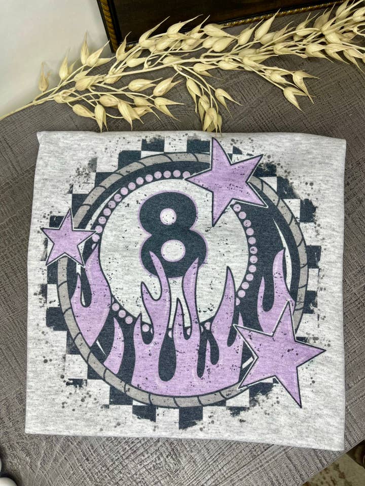 8 Ball Purple Flames (Gildan T-Shirt) for wholesale by 1/2 Penny Wholesale